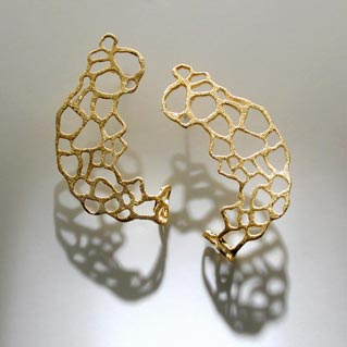Ethereal climer Earrings 925 silver with 14K gold plating, hand made by Dana Bloom